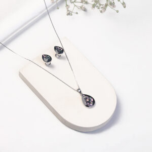 Teardrop Crystal Pendant Necklace and Earring Set