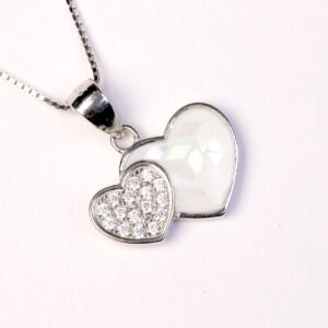 Double Heart Silver Necklace