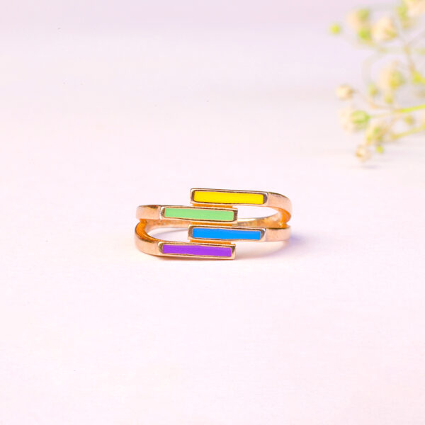 Modern Prism Rose Silver Ring - Image 3