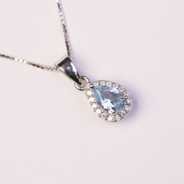 92.5 Silver Teardrop Pendant set with matching earrings surrounded by zircon stones - Image 3