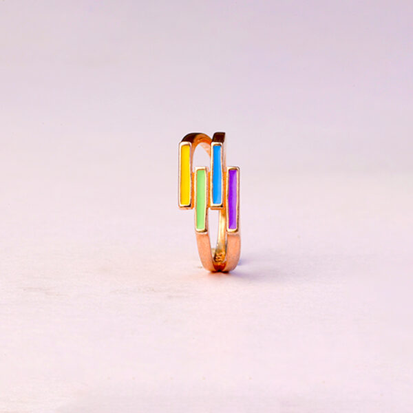 Modern Prism Rose Silver Ring - Image 2