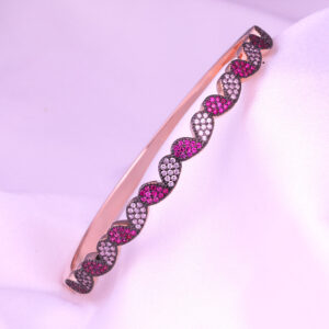 Rose Gold Pink & Black CZ Wave Bangle