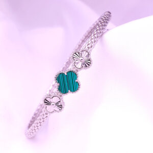 Green Clover Silver Bracelet