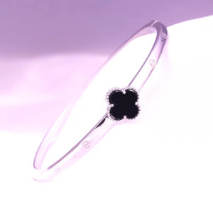 Midnight Clover Silver Bracelet