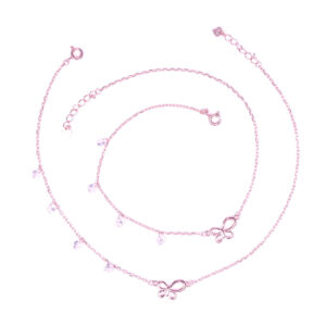 Butterfly Charm Silver Anklet Set