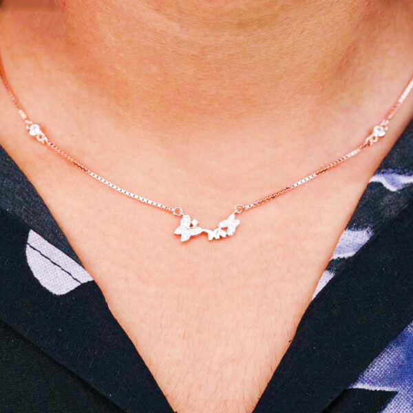 92.5 Silver Rosegold Butterfly Charm Chain 🦋✨