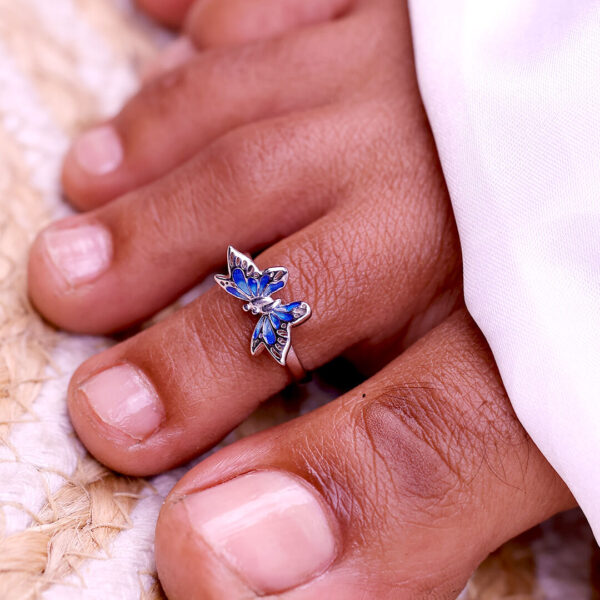 Blue Breeze Butterfly Toe Ring - Image 3