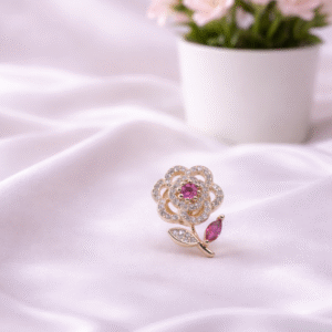 Crystal Rose Bloom Brooch