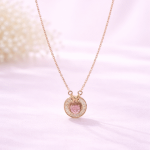Blush Heart Halo Rose Gold Necklace