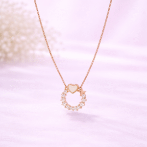 Rose Gold Heart Halo Pendant Necklace