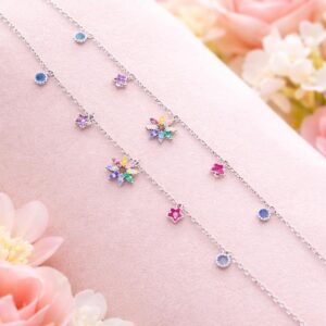 Rainbow Blossom Charm Anklet