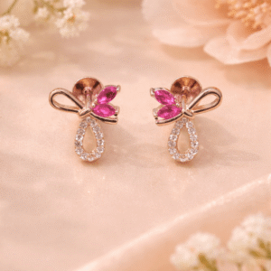 Pink Bow Sparkle Earrings