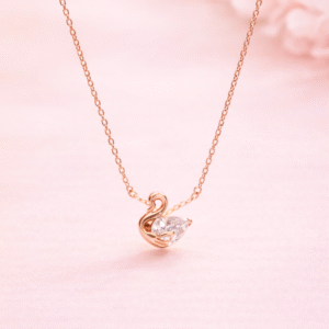 Crystal Swan Charm Necklace