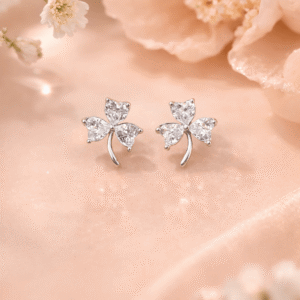 Crystal Clover Stud Earrings