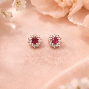 Ruby Halo Sparkle Studs