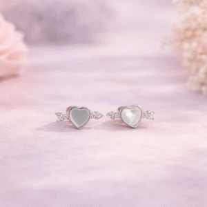 Cupid Arrow Heart Studs