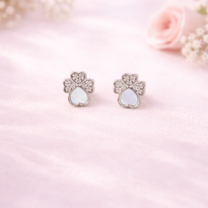 Lucky Heart Clover Studs