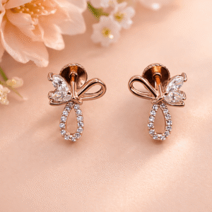 Blush Bow Crystal Drop Earrings