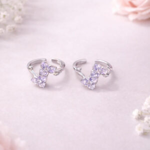 Lavender Blossom Charm Toe Rings